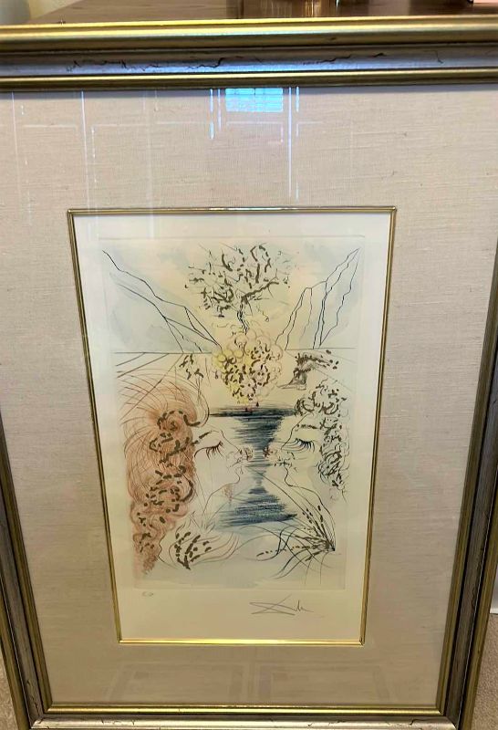 Photo 6 of SIGNED SALVADOR DALI E/A “PENCIL ETCH WITH GOLD LEAF, THE KISS" 12” x 19” WITH FRAME 24” x 32”