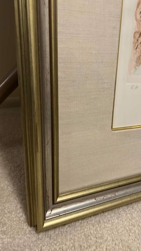 Photo 5 of SIGNED SALVADOR DALI E/A “PENCIL ETCH WITH GOLD LEAF, THE KISS" 12” x 19” WITH FRAME 24” x 32”