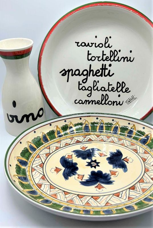 Photo 1 of 2 LARGE PLATTERS AND VINO DECANTER, 2 FROM ITALY
