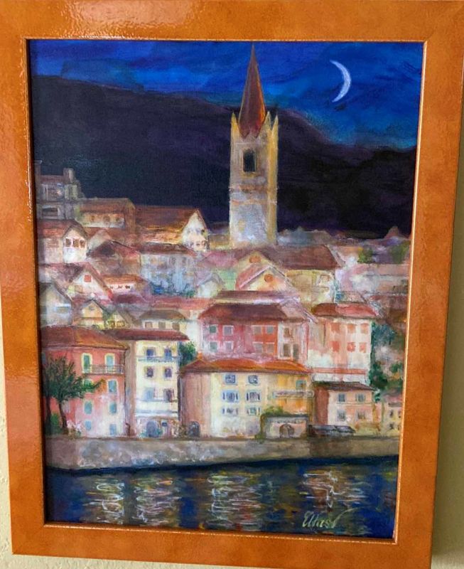 Photo 2 of WOOD FRAMED VAN GOUGH COPY 38” X 26” AND LAKE COMO COPY 14” X 18”