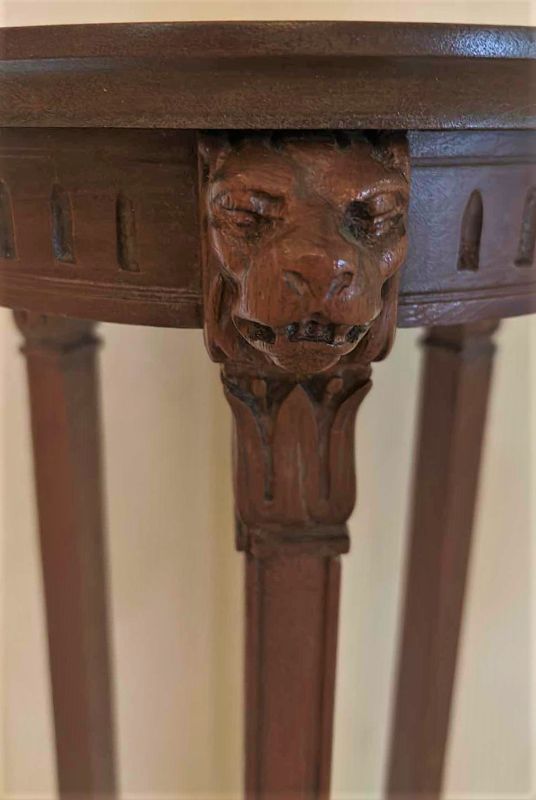 Photo 8 of ANTIQUE PLANT STAND WITH LION HEAD DETAIL H41”