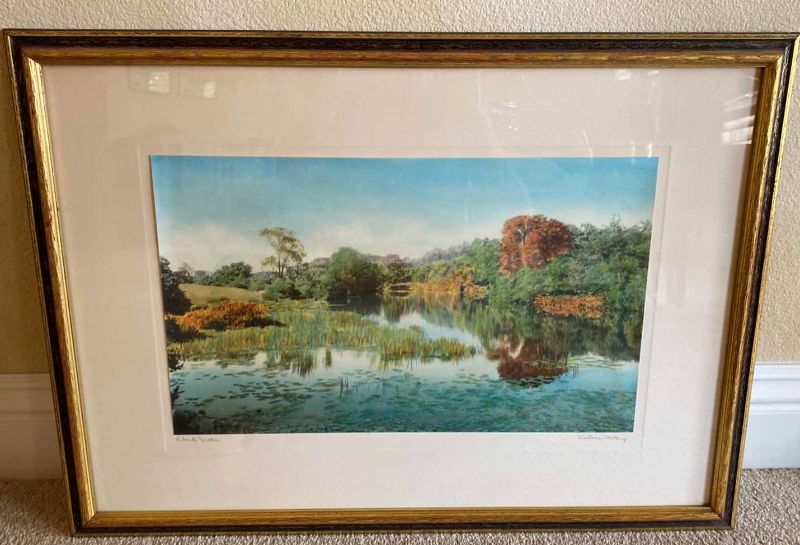 Photo 1 of FRAMED GOLD AND BROWN ORIGINAL WATERCOLOR “SLACK WATER” SIGNED WALLACE NUTTING ARTWORK 29” X 21”