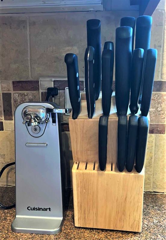 Photo 1 of CAN OPENER AND WOOD BLOCK W KNIVES