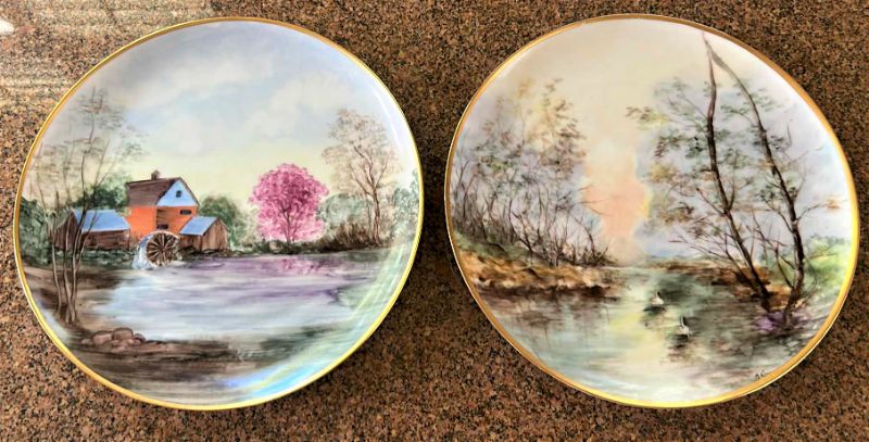 Photo 1 of TWO VINTAGE SIGNED 11” PORCELAIN PLATES MADE IN GERMANY 