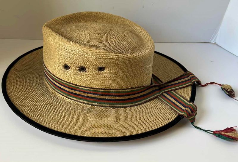 Photo 1 of MENS STRAW HAT 8” FROM INSIDE FRONT OPENED TO BACK