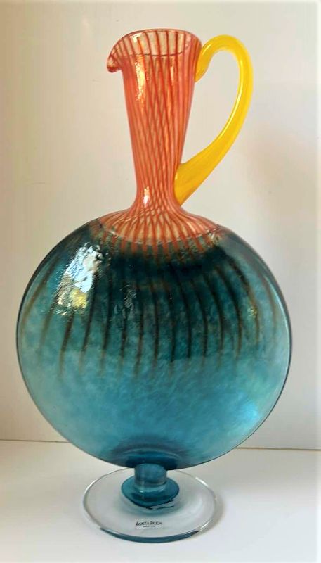 Photo 1 of KOSTA BODA COLORED GLASS PITCHER/VASE 13.25”