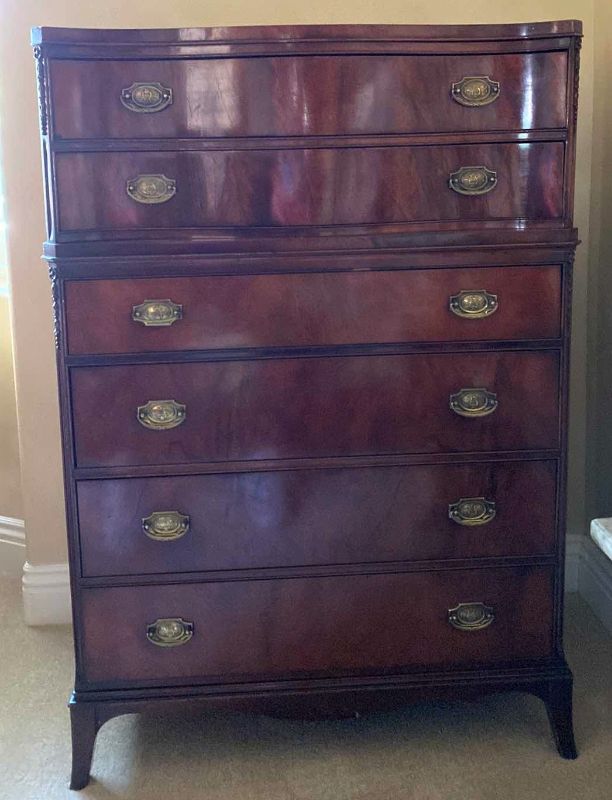 Photo 1 of ANTIQUE CHERRY FEDERAL STYLE 6 DRAWER CHEST 36” X 20” H52.5”