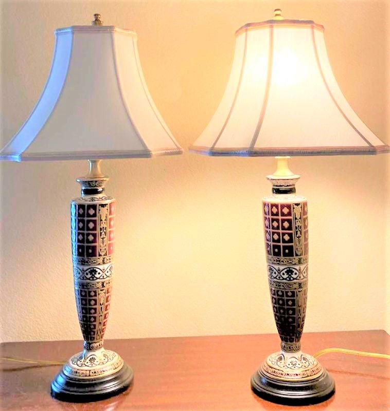 Photo 1 of PAIR OF VINTAGE ORIENTAL ACCENTS PORCELAIN LAMPS H27”