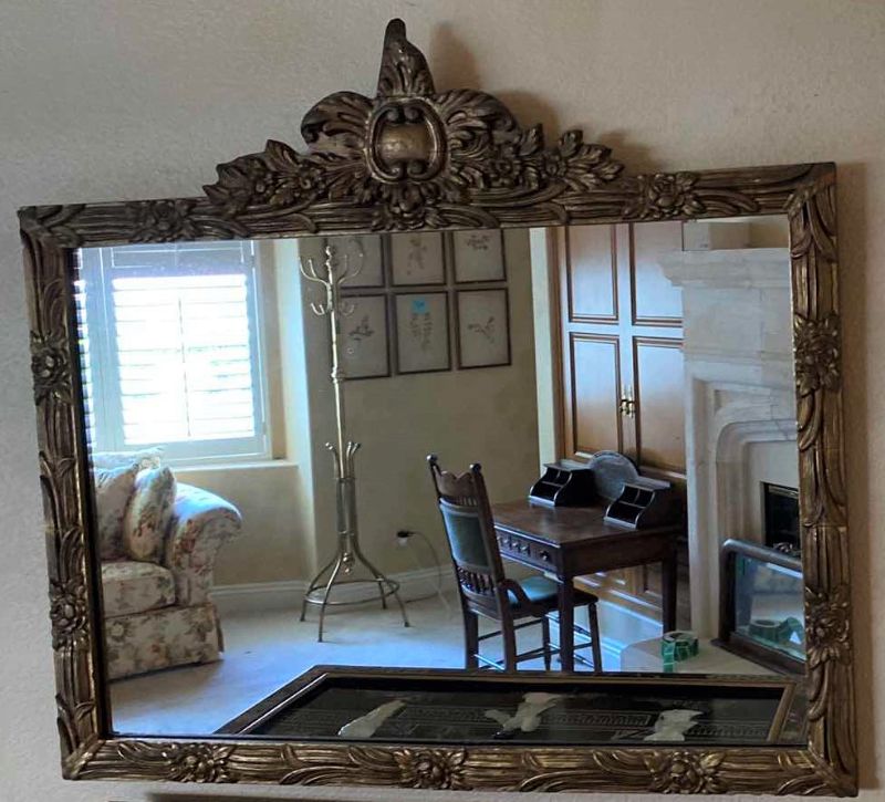 Photo 1 of VINTAGE GOLD ORNATE FLORAL FRAMED MIRROR 28” X 20”