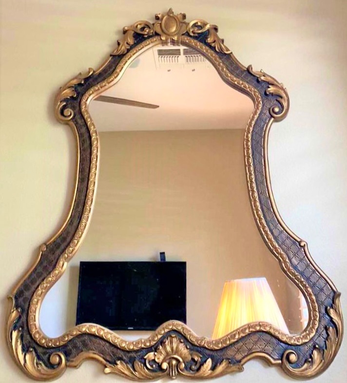 Photo 1 of ORNATE GOLD AND BRONZE WALL MIRROR 35” X 42”