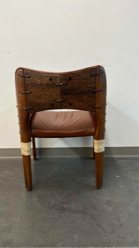 Photo 3 of PACIFIC GREEN CUSTOM TUVALU PALMWOOD AND LEATHER ACCENT/DINING CHAIR