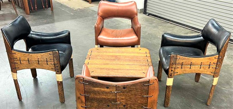 Photo 8 of SMALL PALMWOOD COFFEE / ACCENT TABLE BY PACIRIC GREEN (CHAIRS SOLD SEPARATELY)  29” x 29” x H16”