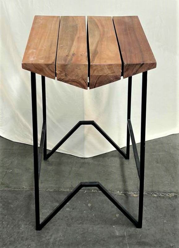 Photo 1 of PALM WOOD AND METAL ACCENT TABLE 16.5” x H30”