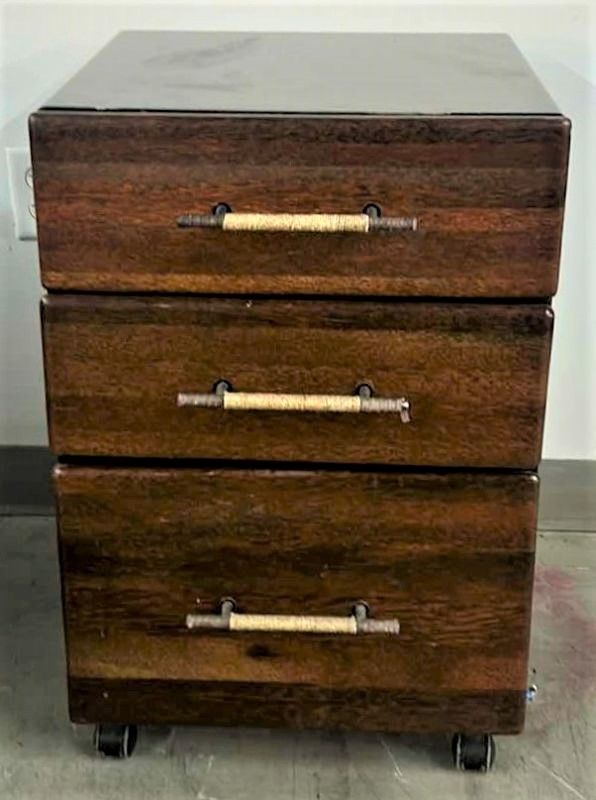 Photo 1 of MENDI 3 DRAWER PALMWOOD FILE CABINET W METAL PULLS BY PACIFIC GREEN 18 x 18 x H 24.5”