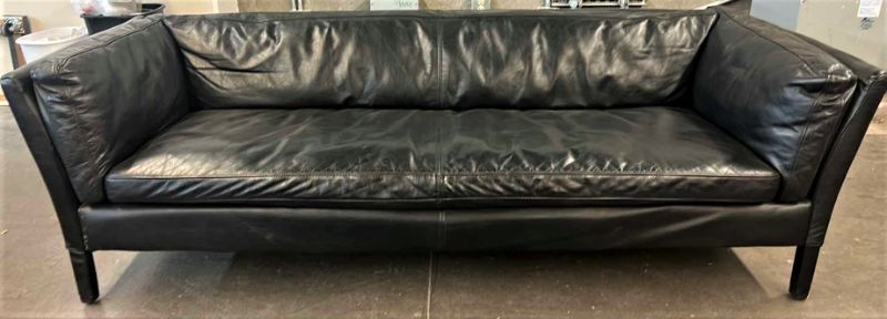 Photo 1 of 7’ BLACK LEATHER SOFA  ( OTHER PIECES SOLD SEPARATELY)