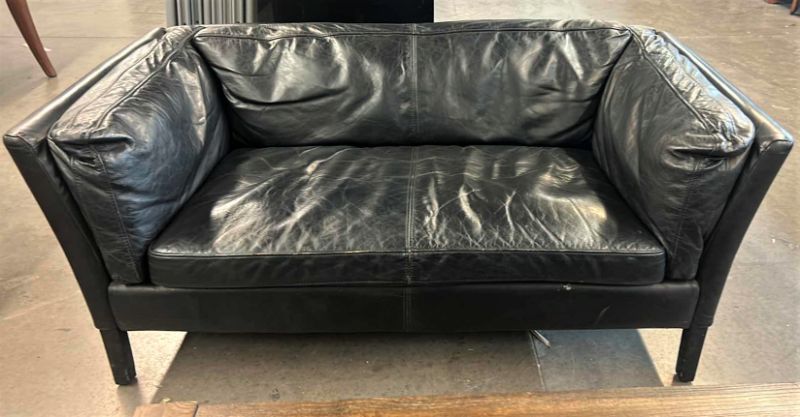 Photo 1 of BLACK LEATHER LOVESEAT