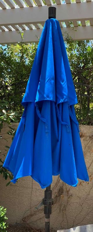 Photo 2 of TEAK WAREHOUSE MARINE BLUE UMBRELLA 8’ WITH STAND 