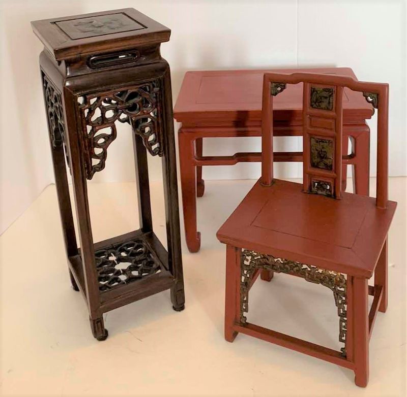 Photo 1 of 3- CHINESE MINIATURE FURNITURE DECOR TALLEST 3 1/2“ x 10“