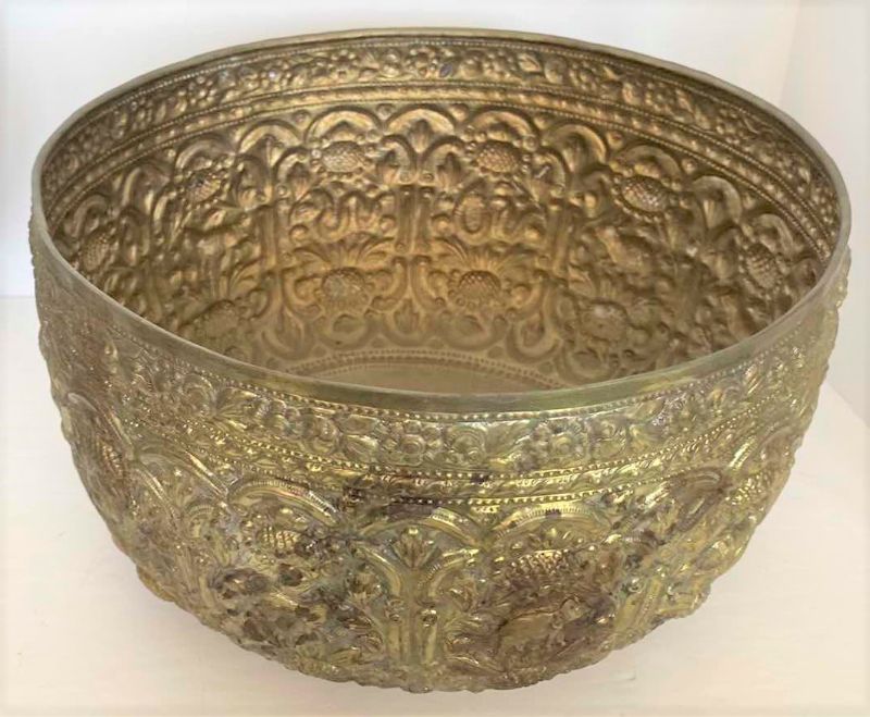Photo 1 of HAND MADE SILVER BOWL FROM THAILAND 11” x 6 3/4”