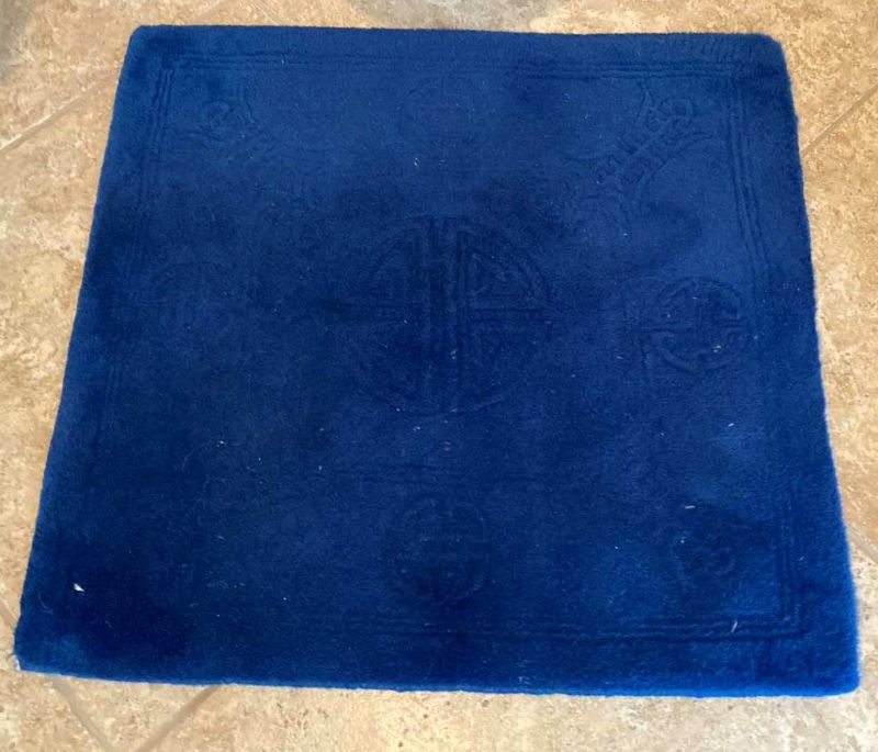 Photo 1 of HAND WOVEN IMPERIAL BLUE WOOL RUG FROM HONG KONG 23” x 24”