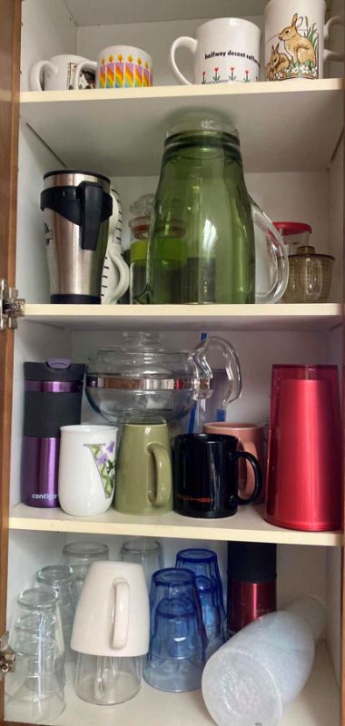 Photo 1 of CONTENTS OF CABINET CUPS GLASSES COFFEE CARAFE AND MORE