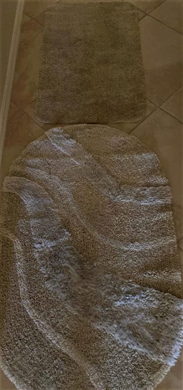 Photo 1 of Pair of neutral throw rugs, largest 46 1/2“ x 30“