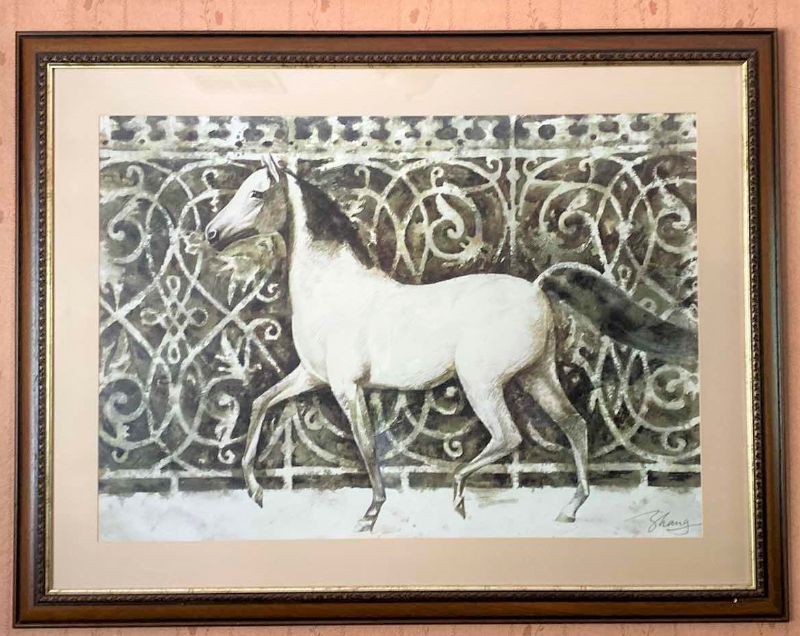 Photo 1 of FRAMED AND MATTED SIGNED HORSE ARTWORK 48“ x 37“