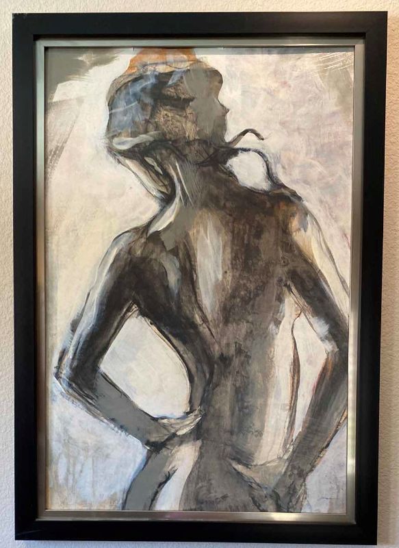 Photo 1 of BLACK FRAMED SIGNED NUDE ARTWORK 28” x 40”