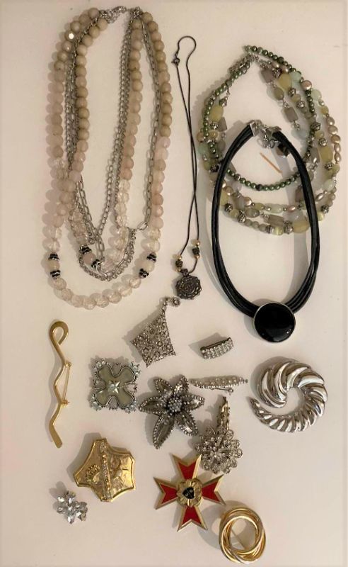 Photo 1 of ASSORTED COSTUME JEWELRY PINS AND NECKLACES