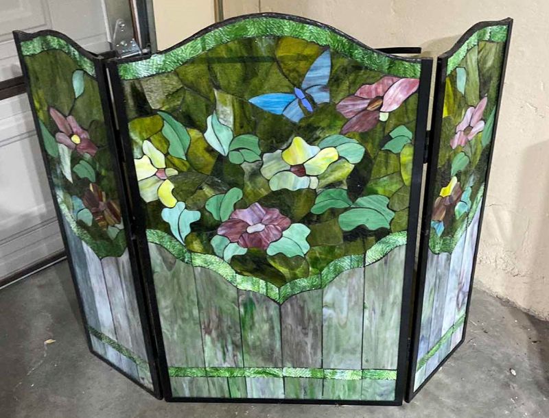 Photo 1 of STAINED GLASS FLORAL  FIRE PLACE SCREEN 40” x 34”