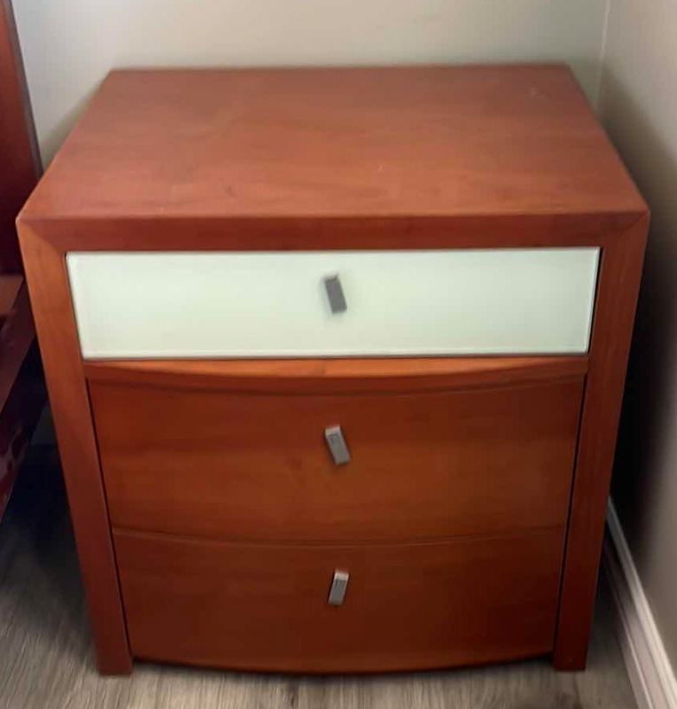 Photo 1 of MID CENTURY MODERN WOOD BEDSIDE TABLE 21”x18”x 22”H