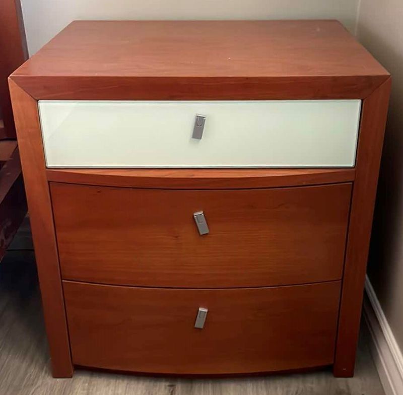 Photo 1 of MID CENTURY MODERN WOOD BEDSIDE TABLE 21”x18”x 22”H