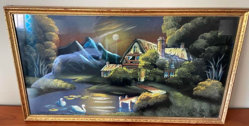 Photo 1 of FRAMED CABIN ARTWORK 31”x 18”H FRAMED SLEIGH RIDE ARTWORK 34”x 28”H