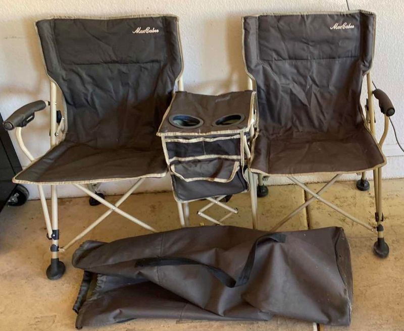 Photo 1 of MAC CABEE DOUBLE FOLDING CHAIR WITH DRINK HOLDER AND BAG