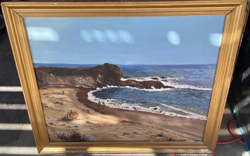 Photo 1 of 3 BEACH ART PAINTINGS AND 1 FLORAL 23”x27”