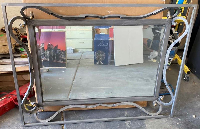 Photo 1 of HEAVY IRON BEVELED GLASS MIRROR 52” x 39”