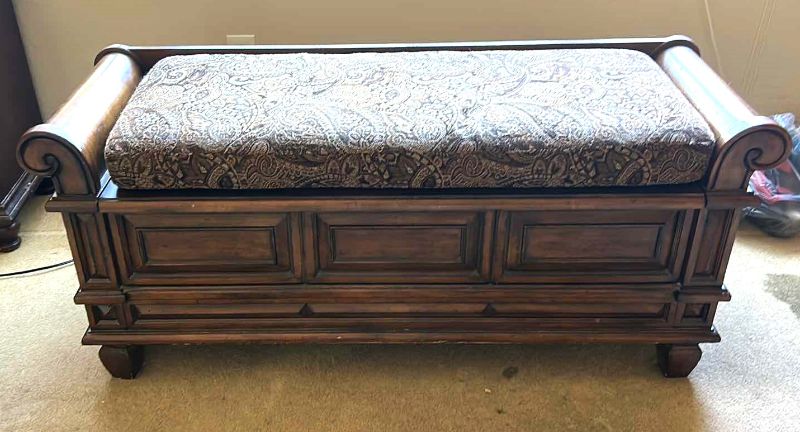 Photo 1 of CEDAR LINED CHEST / BENCH WITH UPHOLSTERED CUSHION 53” x 19” x 24”