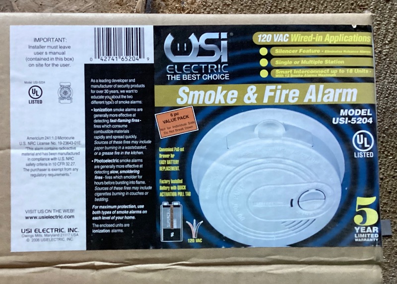 Photo 1 of NEW USI ELECTRIC SMOKE & FIRE ALARMS SET OF 6