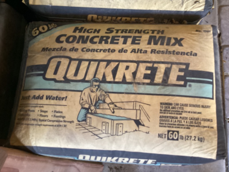 Photo 2 of 19 BAGS OF QUIKRETE 60 lb. BAGS OF HIGH STRENGTH CONCRETE MIX