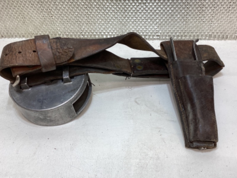 View 3 of VINTAGE KLEIN TIE WIRE REEL 27400 & HEAVY LEATHER BELT