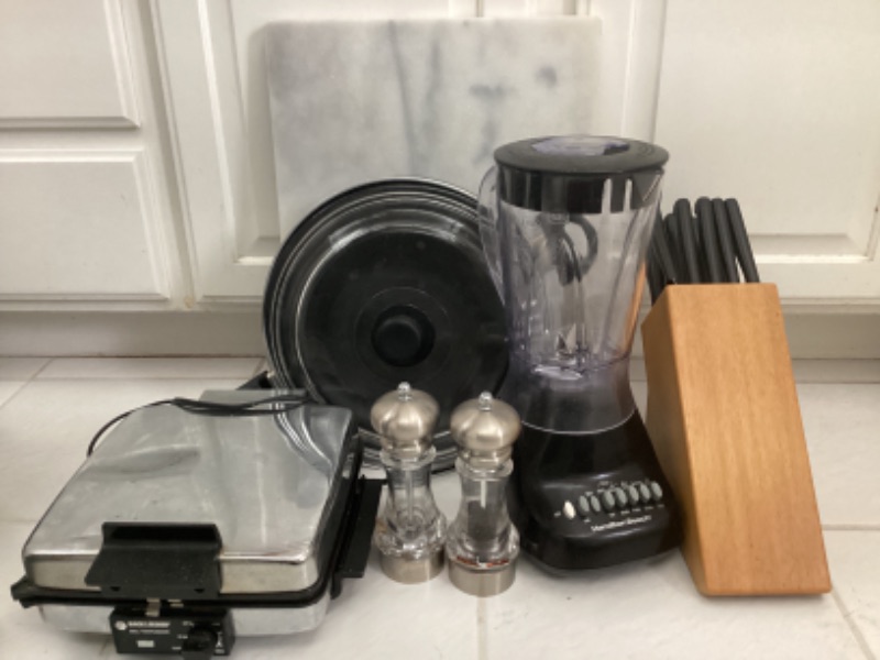 Photo 1 of HAMILTON  BEACH BLENDER, REGENT SHEFFIELD KNIFE SET, WAFFLE IRON & MORE