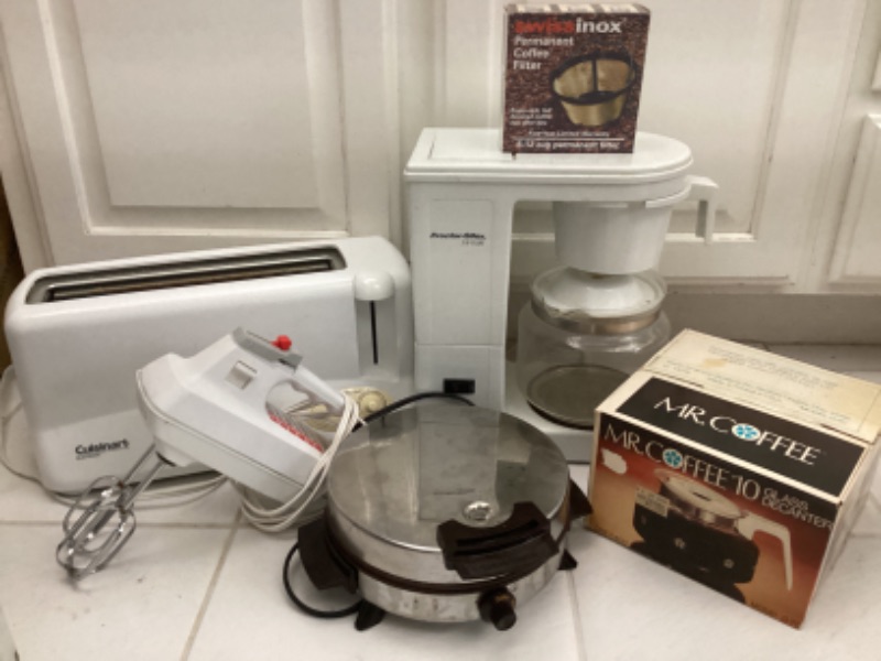 Photo 1 of MR COFFEE POT, CUISINART TOASTER, WAFFLE IRON & HAND MIXER