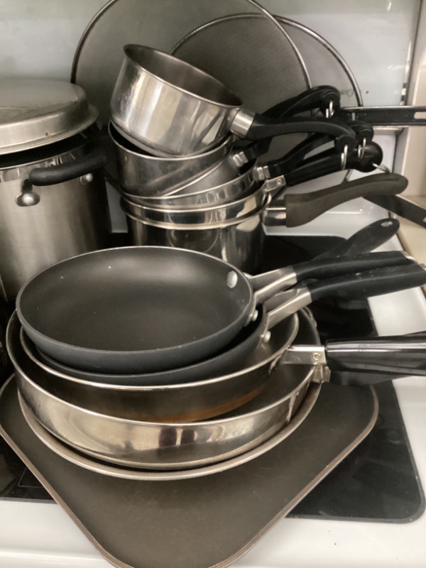 Photo 3 of VINTAGE POTS, PANS - MANY SIZES
SPLATTER SCREENS & FRYING PANS