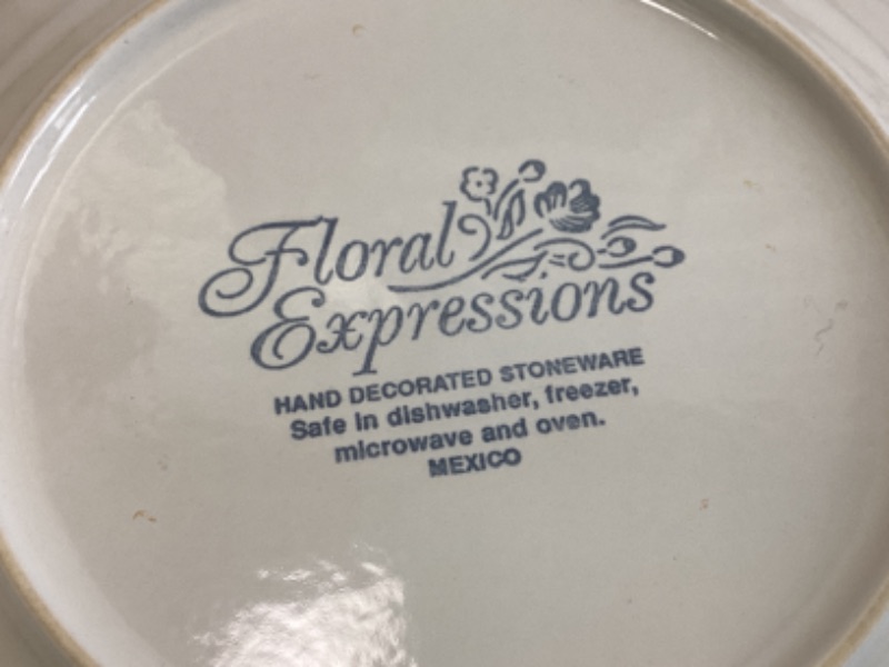 Photo 3 of FLORAL EXPRESSIONS STONEWARE- - MEXICO-9 8” PLATES