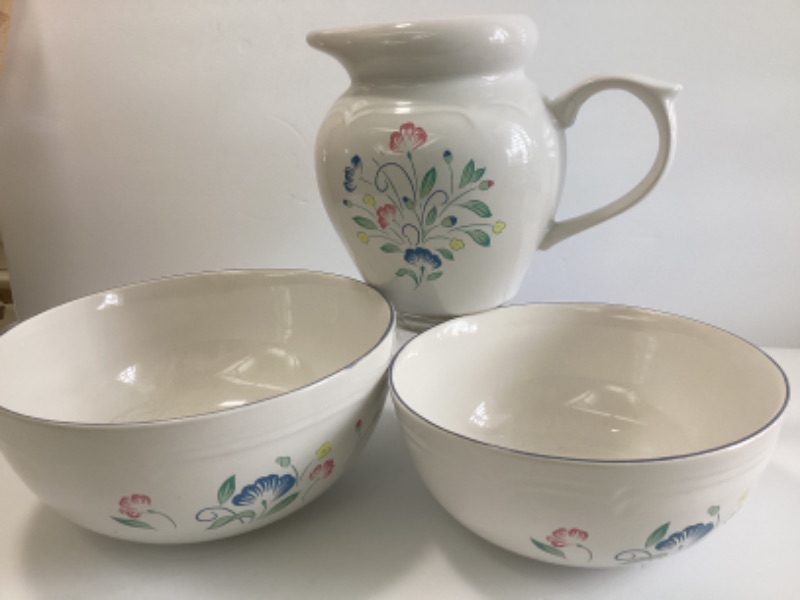 Photo 1 of FLORAL EXPRESSIONS- THAILAND- 9” & 8” BOWLS 
& PITCHER