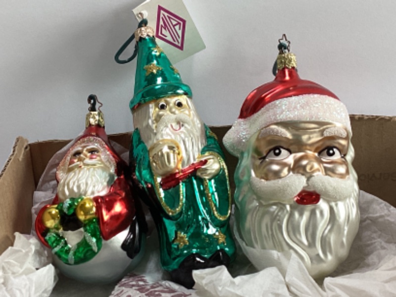 Photo 2 of MIA COLLECTABLES GLASS WIZARD  SANTA -
MADE IN POLAND AND MORE VINTAGE ORNAMENTS