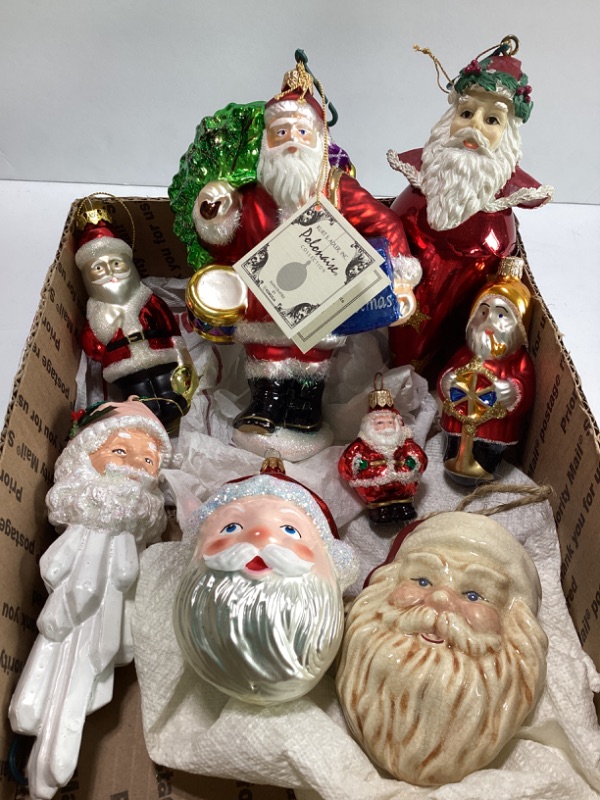 Photo 1 of KURT ADLER POLONAISE COLLECTION 7” MERRY CHRISTMAS SANTA HAND BLOWN GLASS ORNAMENT & MORE