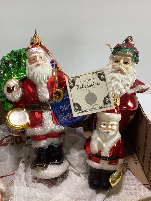 Photo 3 of KURT ADLER POLONAISE COLLECTION 7” MERRY CHRISTMAS SANTA HAND BLOWN GLASS ORNAMENT & MORE