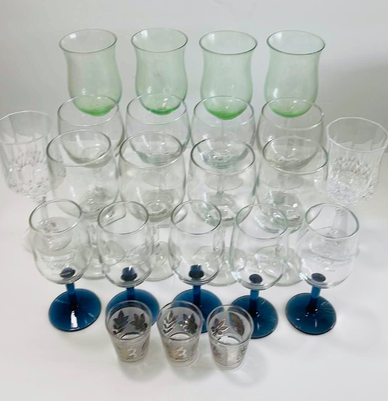 Photo 1 of GLASS STEMWARE AND SHOT GLASSES 22 COUNT