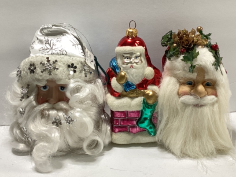 Photo 1 of KURT ADLER NOS LARGE SANTA HEAD ORNAMENTS & MORE